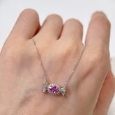 Natural Pink Sapphire Lovely Candy necklace 18K solid gold with Certificate
